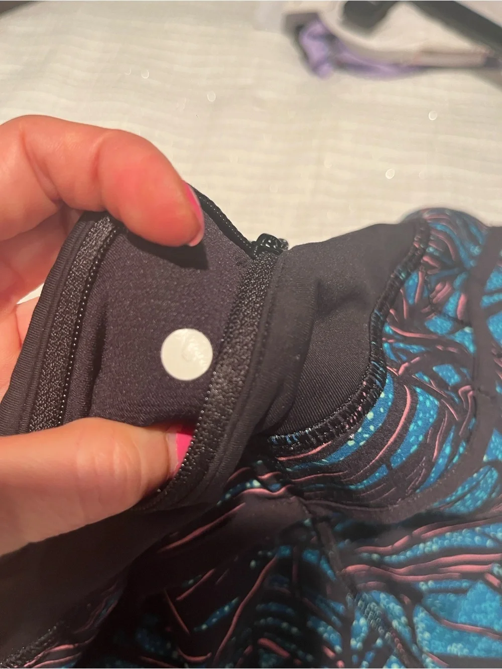 lululemon athletica Teal Leaf-Print Running Shorts with Black Waistband